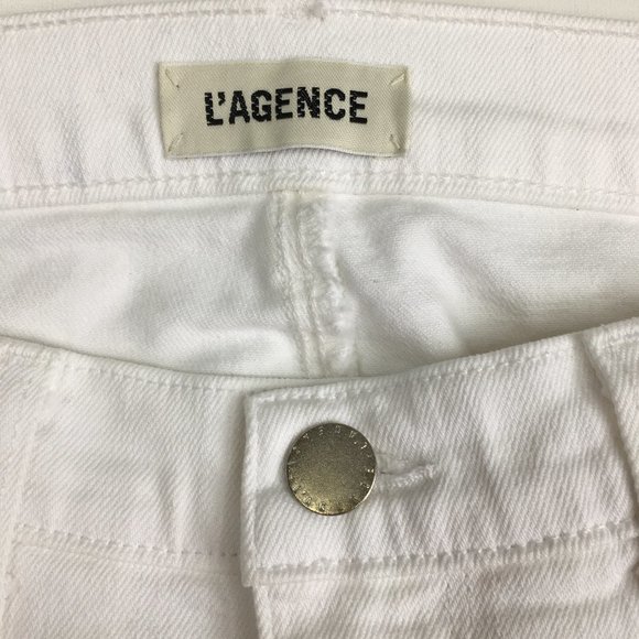 NWOT L'AGENCE Blanc/White THE DUKE 5 Pocket Ankle/Cropped Jeans - Picture 2 of 10